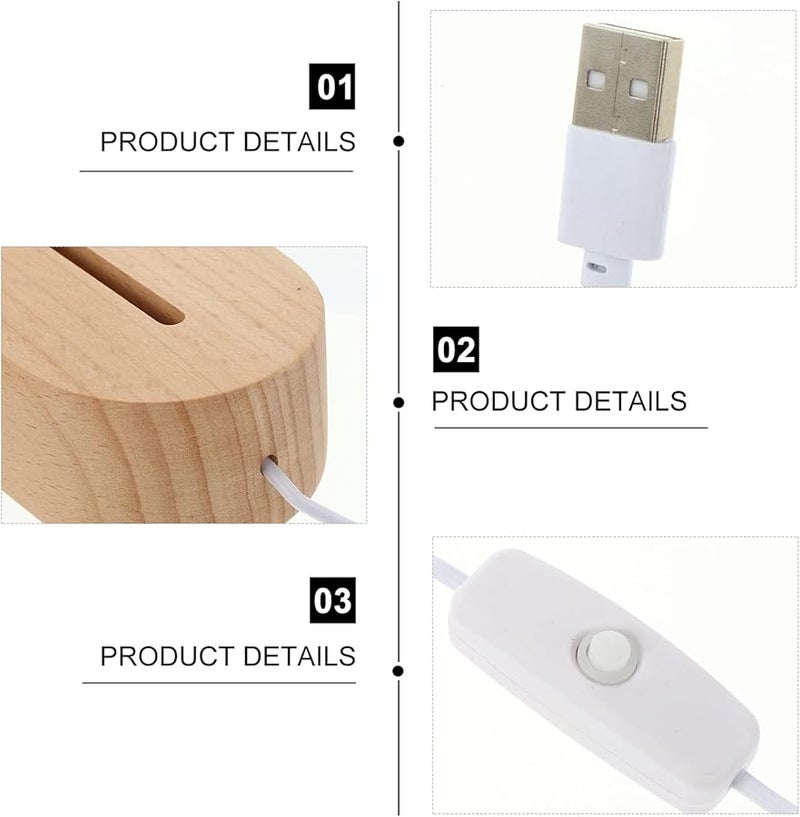 مصباح ليلي من كرة كريستال خشبية مع قاعدة إضاءة LED مقاس 14 3X6 سم، زينة منزلية - Image 3